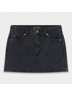Denim Forum Black Washed Denim Mini Skirt